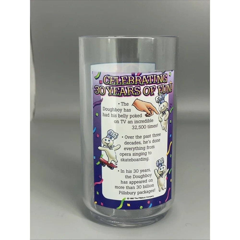 Pillsbury Doughboy 1995 Collector Plastic Glass 30th Anniversary/Birthday NIB